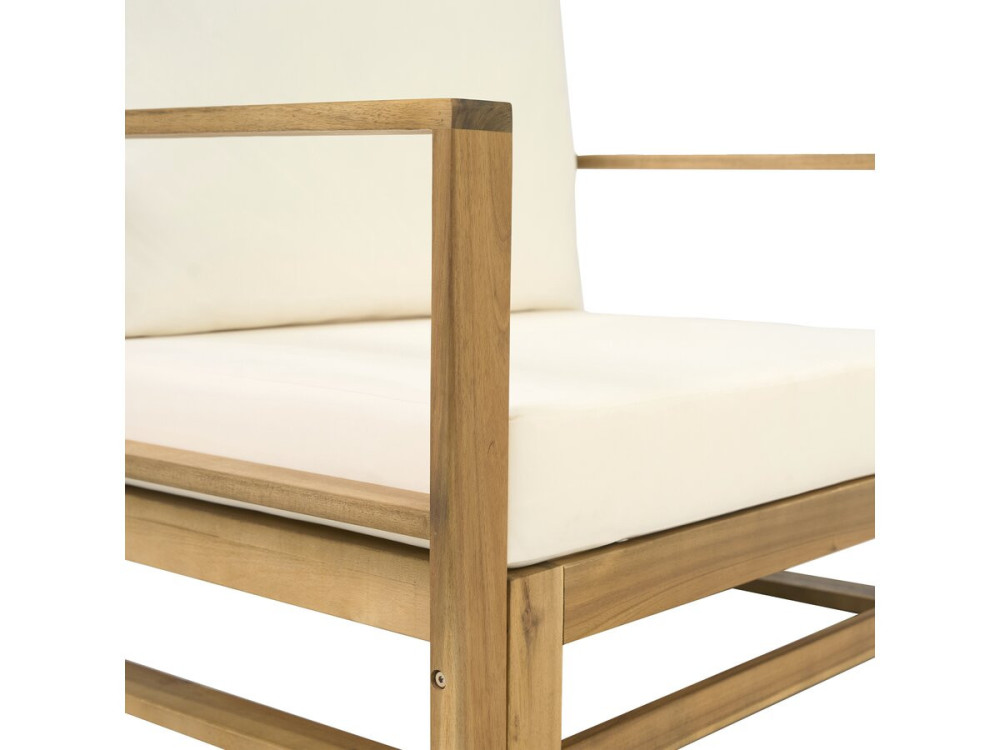 Conjunto de mobiliário de jardim modular em madeira "Bellingham" com almofadas - 5 lugares - Bege