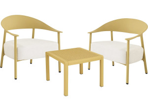 Conjunto de mobiliário de jardim em metal e plástico "Céora" - 2 lugares - Amarelo