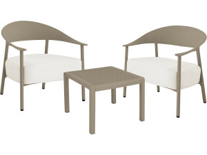 Conjunto de mobiliário de jardim em metal e plástico "Céora" - 2 lugares - Taupe