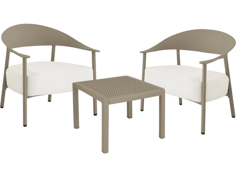 Conjunto de mobiliário de jardim em metal e plástico "Céora" - 2 lugares - Taupe