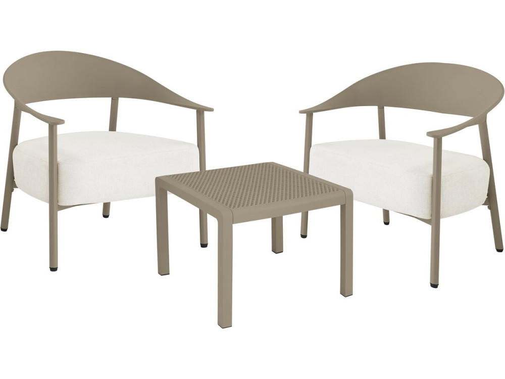 Conjunto de mobiliário de jardim em metal e plástico "Céora" - 2 lugares - Taupe
