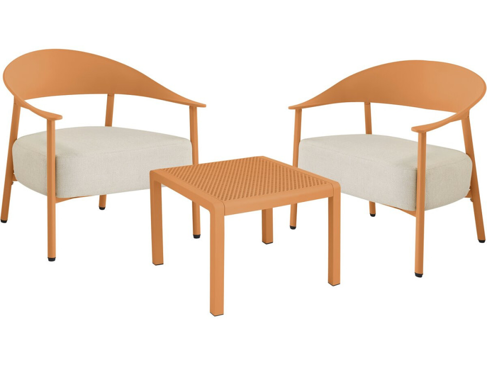 Conjunto de mobiliário de jardim em metal e plástico "Céora" - 2 lugares - Laranja
