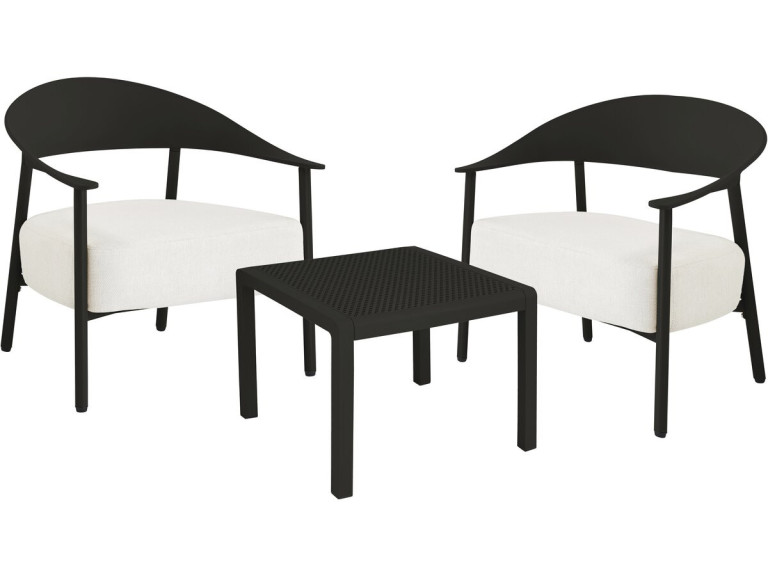 Conjunto de mobiliário de jardim em metal e plástico "Céora" - 2 lugares - Preto