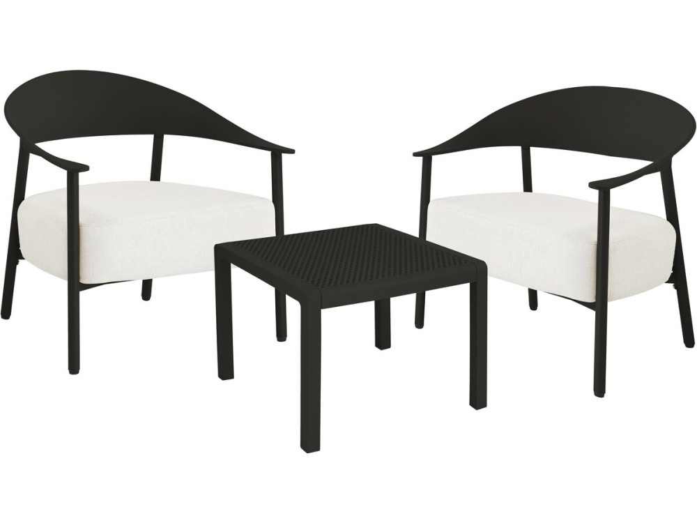 Conjunto de mobiliário de jardim em metal e plástico "Céora" - 2 lugares - Preto