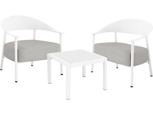 Conjunto de mobiliário de jardim em metal e plástico "Céora" - 2 lugares - Branco