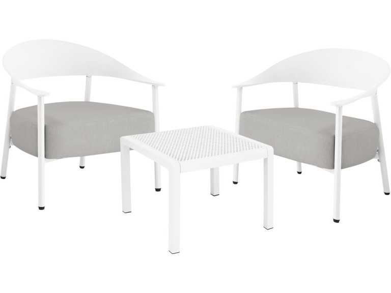 Conjunto de mobiliário de jardim em metal e plástico "Céora" - 2 lugares - Branco