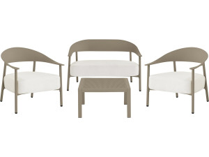 Conjunto de mobiliário de jardim em metal e plástico "Céora" - 4 lugares - Taupe