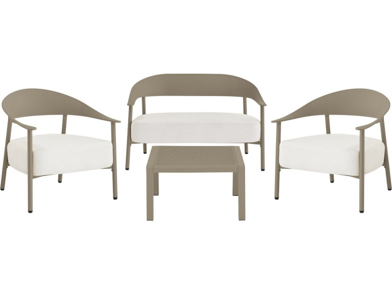 Conjunto de mobiliário de jardim em metal e plástico "Céora" - 4 lugares - Taupe