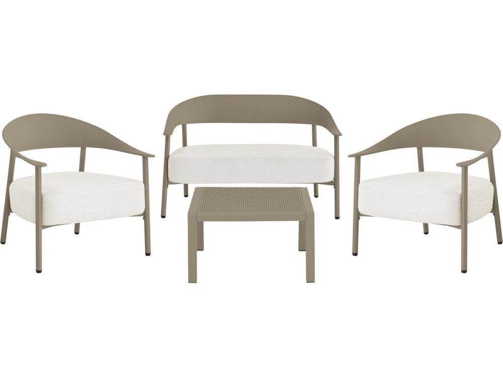 Conjunto de mobiliário de jardim em metal e plástico "Céora" - 4 lugares - Taupe