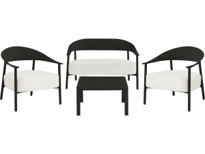 Conjunto de mobiliário de jardim em metal e plástico "Céora" - 4 lugares - Preto