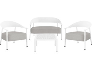 Conjunto de mobiliário de jardim em metal e plástico "Céora" - 4 lugares - Branco
