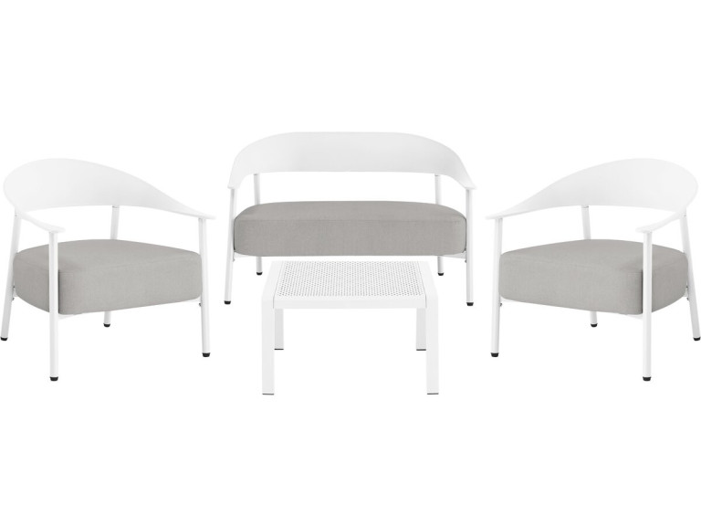 Conjunto de mobiliário de jardim em metal e plástico "Céora" - 4 lugares - Branco