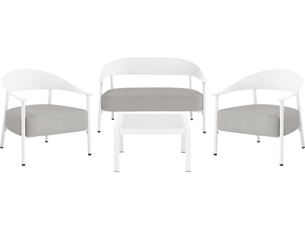 Conjunto de mobiliário de jardim em metal e plástico "Céora" - 4 lugares - Branco