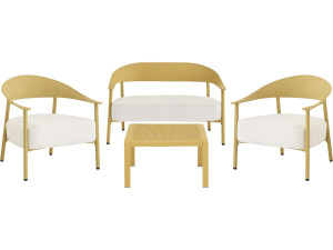 Conjunto de mobiliário de jardim em metal e plástico "Céora" - 4 lugares - Amarelo