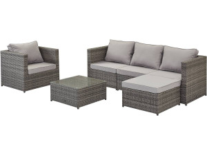 Conjunto de jardim em resina trançada «Monaco» - Florida - Cinzento