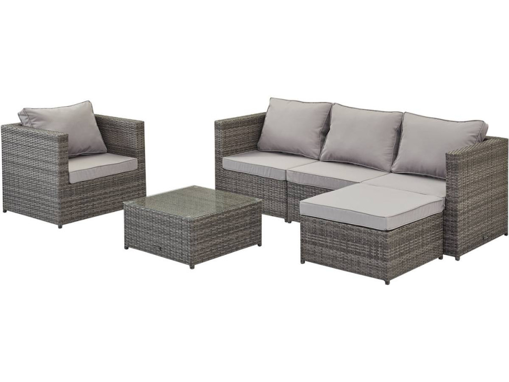 Conjunto de jardim em resina trançada «Monaco» - Florida - Cinzento