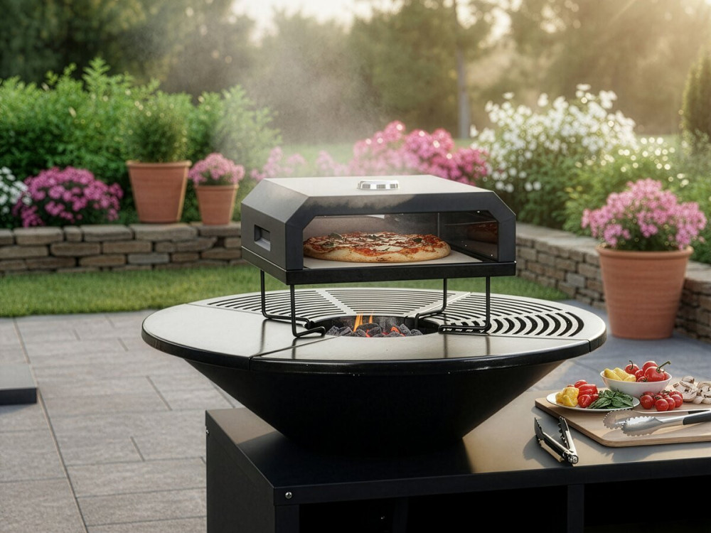 Forno para pizzas para churrasco "Pizzello" - 40 x 35 x 28 cm - Preto