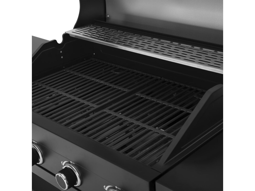 Churrasqueira a gás de cozinha externa - 12 kW - 4 queimadores - Preto