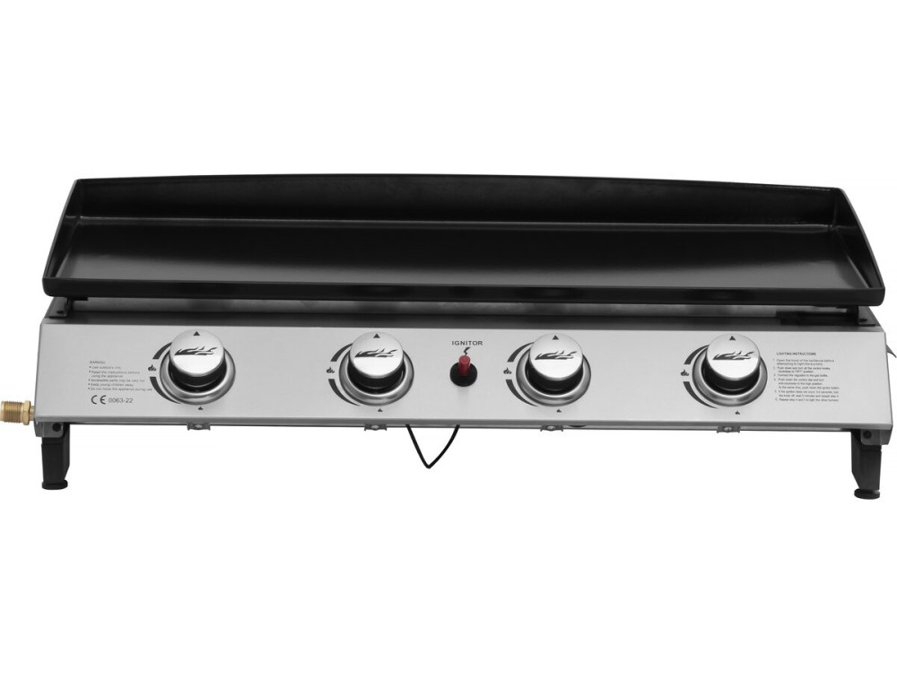 Plancha a gás 4 queimadores "Jolly" - 10 Kw - Cinza