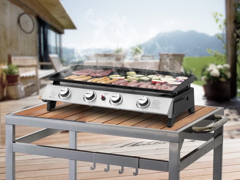 Plancha a gás 4 queimadores "Jolly" - 10 Kw - Cinza