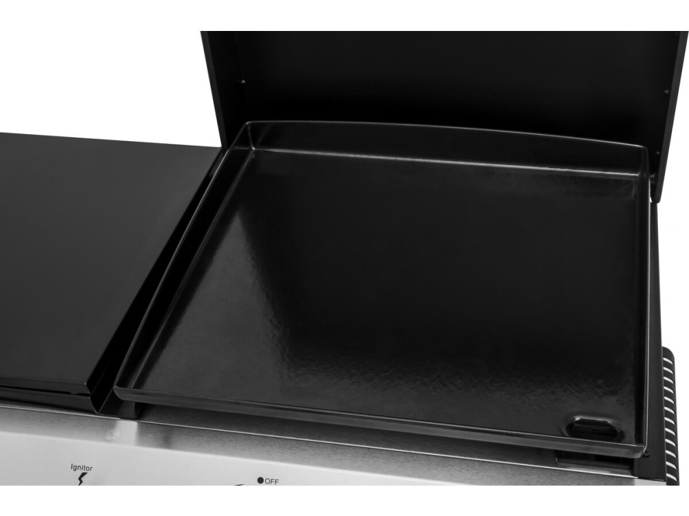 Plancha a gás com tampa "Rasio" - 7,5 KW - 3 queimadores - Preto