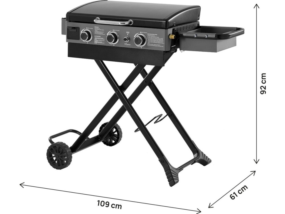 Prancha de gás com carro maleável e portátil "Firo" - 7,5 kw - Preto