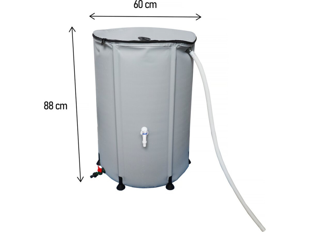 Coletor de água em PVC flexível 250 L - Cinza