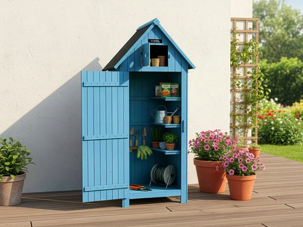 Armário para jardim "Cabanon" -77 x 54.5 x 179 cm - azul céu