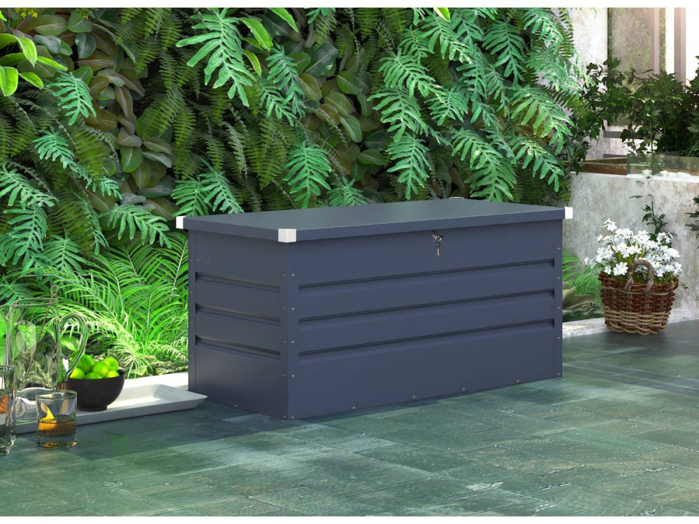 Caixa de jardim metálica “Store” - 680 L - 165 x 69 x 60 cm - Cinza
