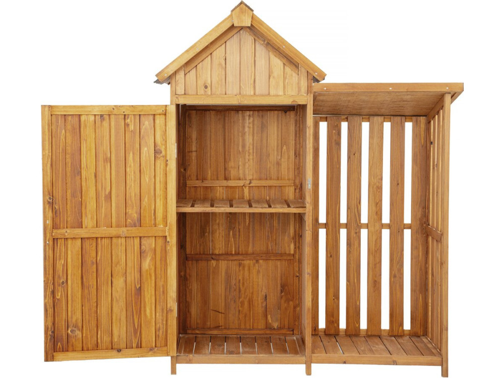 Armário de jardim em madeira "Noé" com arrumação para troncos - 136 x 57 x 170 cm - Castanho