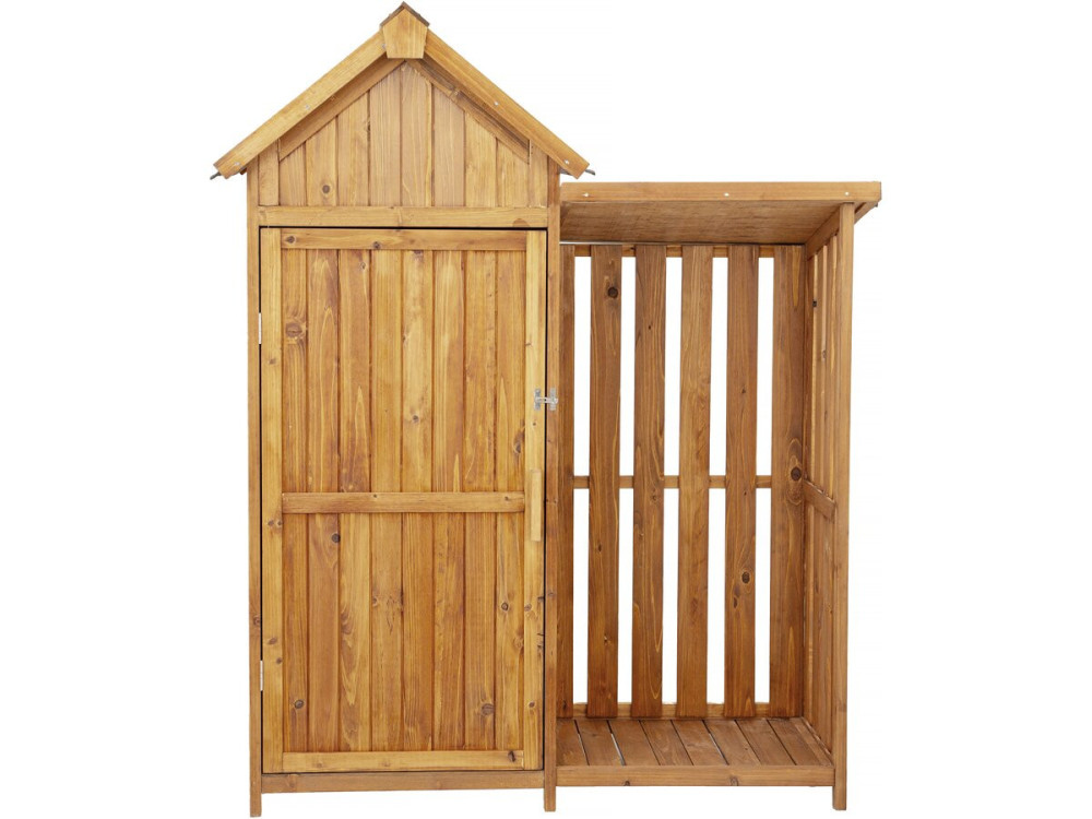 Armário de jardim em madeira "Noé" com arrumação para troncos - 136 x 57 x 170 cm - Castanho