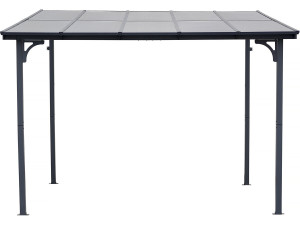 Pérgula toldo adossado "Marvin" - 3 x 3 m - 304 x 298 x 243 cm - Cinza escuro