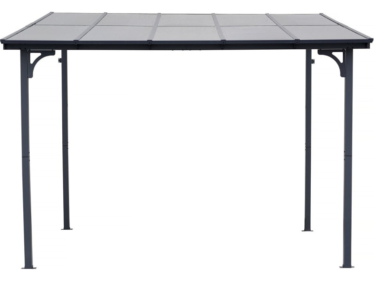 Pérgula toldo adossado "Marvin" - 3 x 3 m - 304 x 298 x 243 cm - Cinza escuro