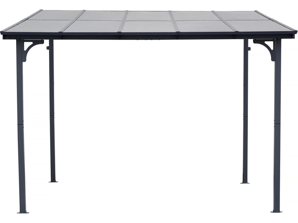 Pérgula toldo adossado "Marvin" - 3 x 3 m - 304 x 298 x 243 cm - Cinza escuro