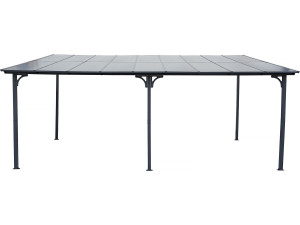Pérgula toldo adossado "Marvin" - 5,5 x 3 m - 545 x 298 x 243 cm - Cinza escuro