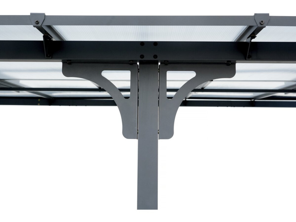 Pérgula toldo adossado "Marvin" - 5,5 x 3 m - 545 x 298 x 243 cm - Cinza escuro