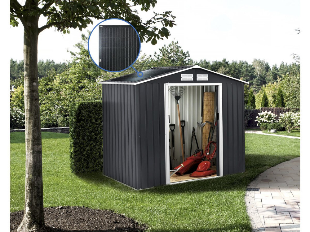 Abrigo de jardim metálico - "Vegas" - 2,7 m² com painéis solares