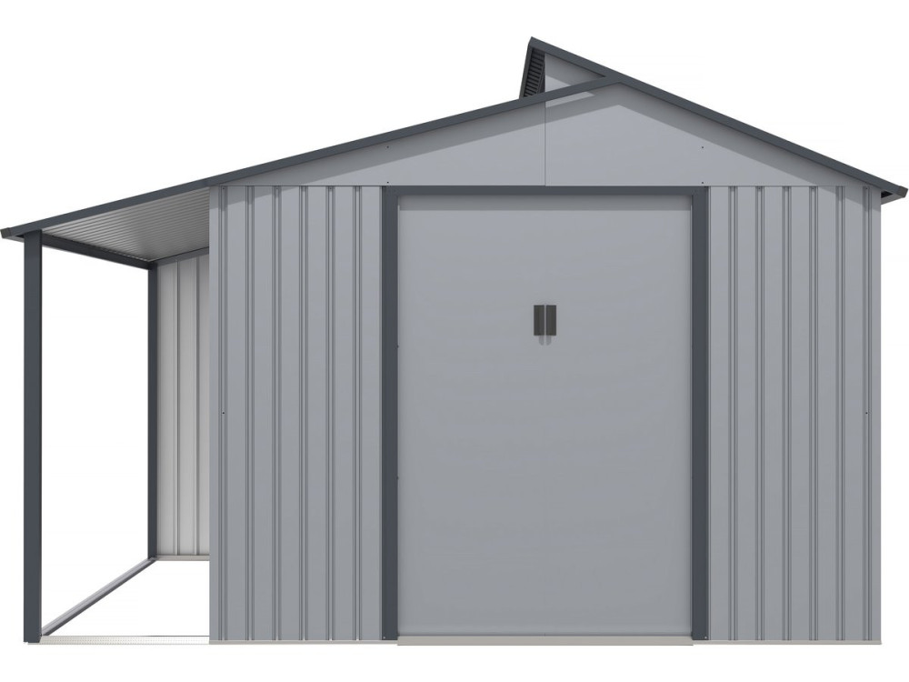 Abrigo de jardim em metal com pérgula "Madras" - 9,12 m² - 355 x 257 x 237 cm - Cinza