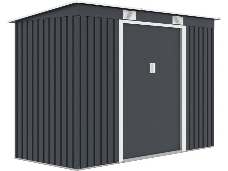 Abrigo de jardim de metal de inclinação única "Austin" - 3,14 m2 - Cinza