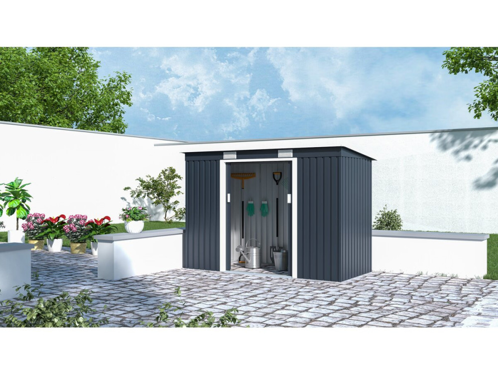 Abrigo de jardim de metal de inclinação única "Austin" - 3,14 m2 - Cinza