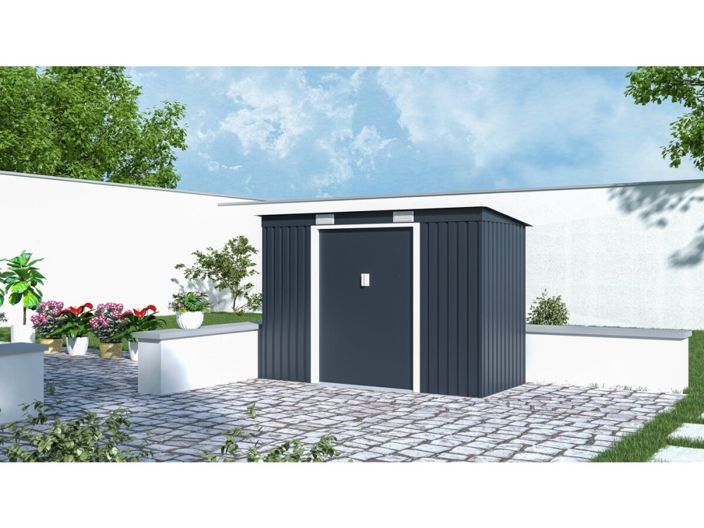 Abrigo de jardim de metal de inclinação única "Austin" - 3,14 m2 - Cinza