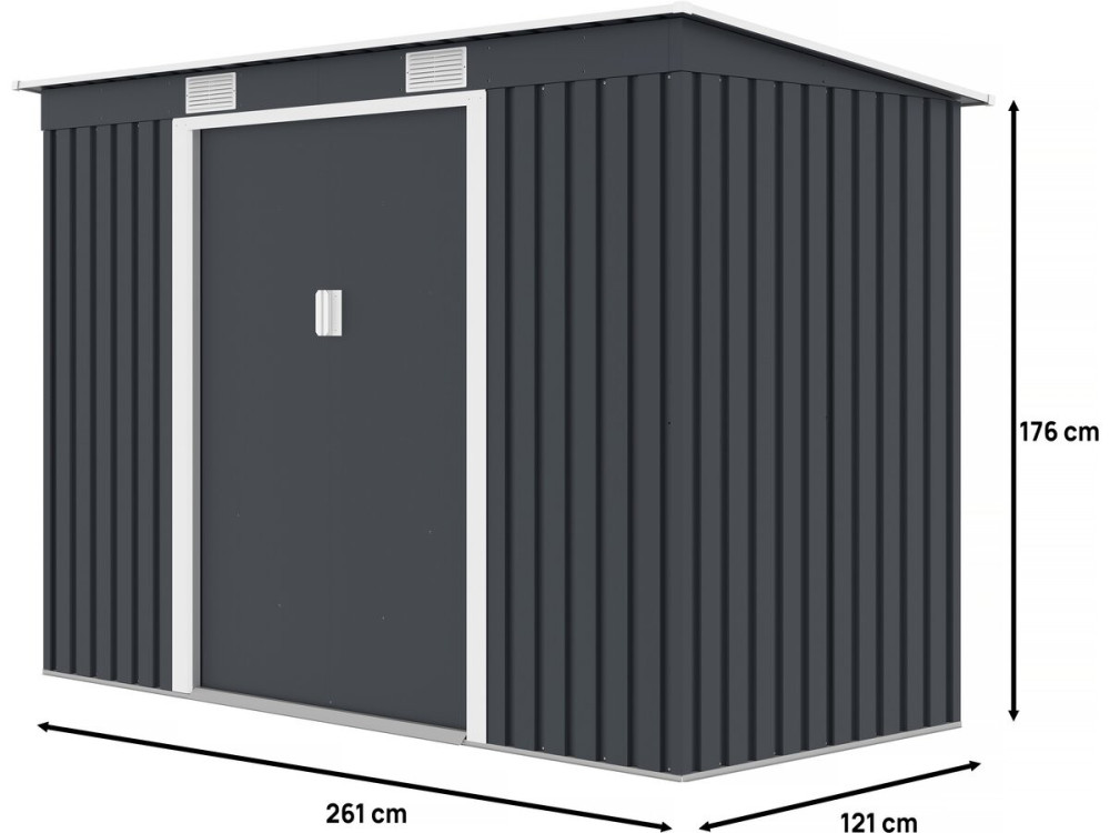 Abrigo de jardim de metal de inclinação única "Austin" - 3,14 m2 - Cinza