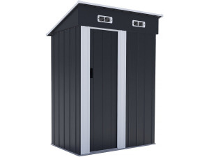Telheiro metálico para jardim "Memphis" com porta de correr - 1,36 m² - Cinzento