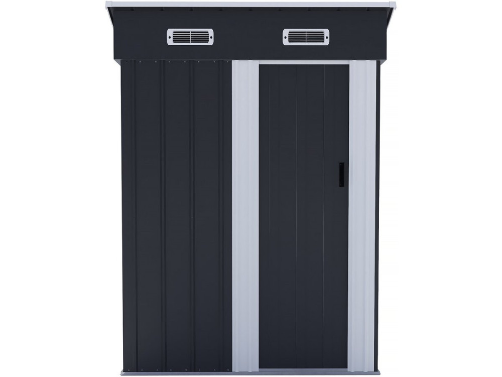 Telheiro metálico para jardim "Memphis" com porta de correr - 1,36 m² - Cinzento