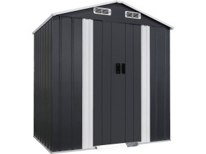 Telheiro metálico para jardim "Boston" com porta de correr - 2,17 m² - Cinzento