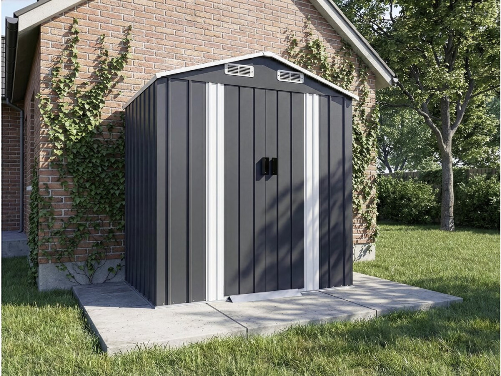Telheiro metálico para jardim "Boston" com porta de correr - 2,17 m² - Cinzento