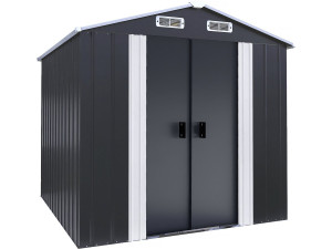 Telheiro metálico para jardim com portas de correr "Boston" - 4,12 m² - Cinzento