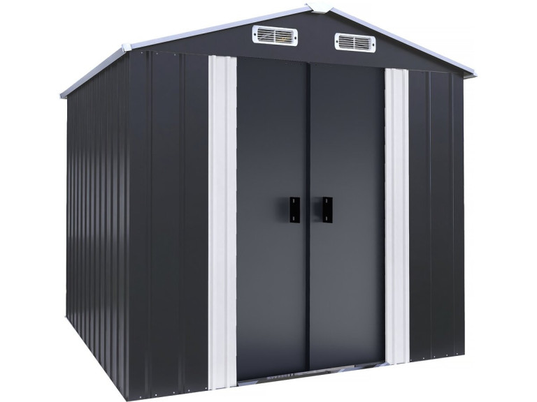 Telheiro metálico para jardim com portas de correr "Boston" - 4,12 m² - Cinzento