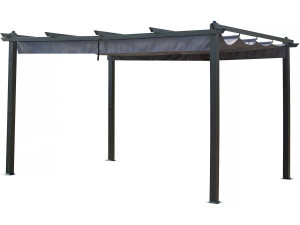 Pérgula de alumínio com teto retrátil - 3 x 4 m - Cinza antracite