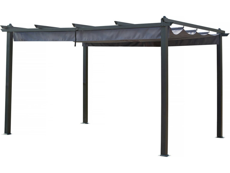 Pérgula de alumínio com teto retrátil - 3 x 4 m - Cinza antracite